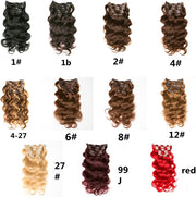 Clip in Human Hair Extensions Full Head 16 Clips 100% Real Remy Human Hair Body Wave Wigs 8A 7 Pcs Wavy Pieces 18 Inch #1B Natural Black 70G