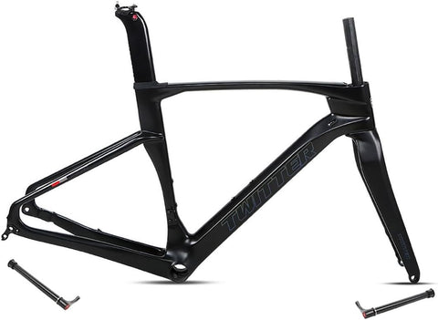 Gravel Bike Frameset 700C Carbon Road Bike Frame 45/48/51/54Cm Thru Axle F12X100Mm/R12X142Mm Disc Brake Frame Internal Routing Lightweight (Color : Geel, Size : 54CM)