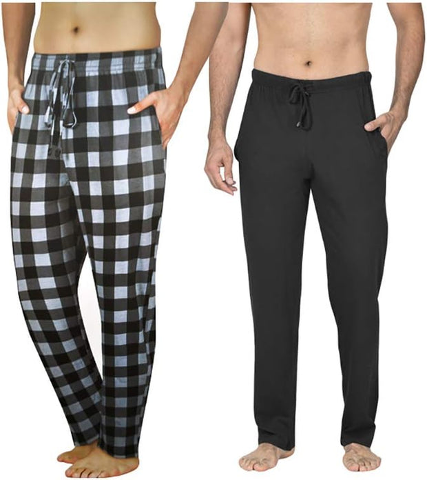 Men'S Long Lounge Wear Pants Nightwear (Two Pack) Pyjama Bottoms Sleepwear