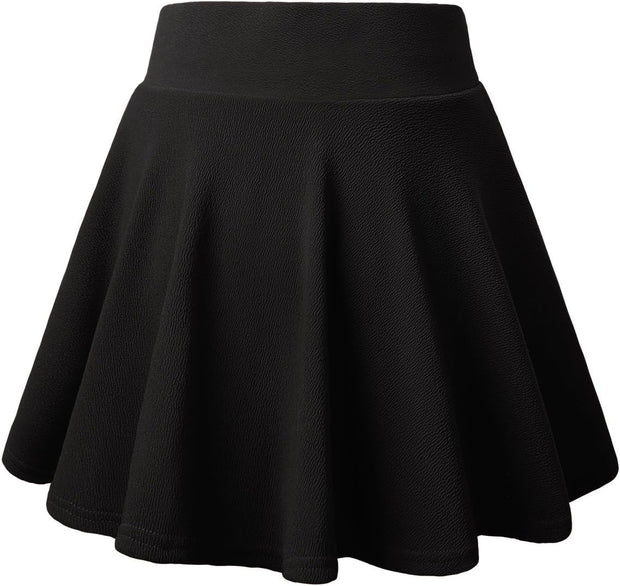 FASHION Women'S Basic Versatile Stretchy Flared Casual Mini Skater Skirt