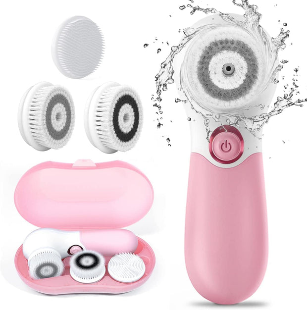 Facial Cleansing Brush Electric Facial Exfoliating Massage Brush with 3 Cleanser Heads and 2 Speeds Adjustable for Deep Cleaning, Removing Blackhead, Face Massaging