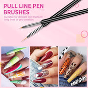 Nail Art Brushes Set - 6Pcs Double-End Nail Brushes Kit Professional Nail Art Tools Kit with Painting Dotting Line Pen for Gel Polish Nail Designs Nail Carving French Nails