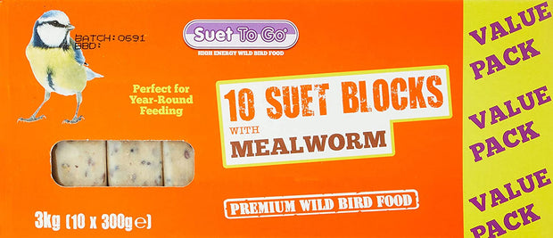 Mealworm Suet Block Wild Bird Treat, 300 G ( Pack of 10)