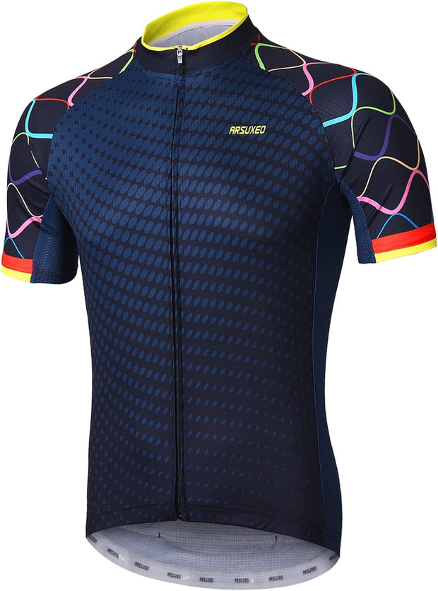 Mens Cycling Jersey Short Sleeves MTB Jersey Bright Bike T-Shirt Breathable Cycle Top ZY84