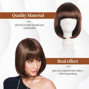 Brown Bob Wig with Bangs Short Wigs Synthetic Hair Short Brown Wigs Hair Bangs Wig Human Hair Wig Short Short Straight Short Bob Wig Bob Hair Wig Daily Party Cosplay Costume for Daily Party Halloween