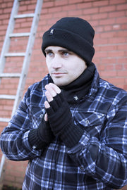 - Mens Winter Warm 2.3 TOG Fleece Lined Insulated Knit Thermal Fingerless Gloves