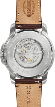 Watch for Men Grant, Mechanical Automatic Movement, 45 Mm Silver Stainless Steel Case with a Leather Strap, ME3099