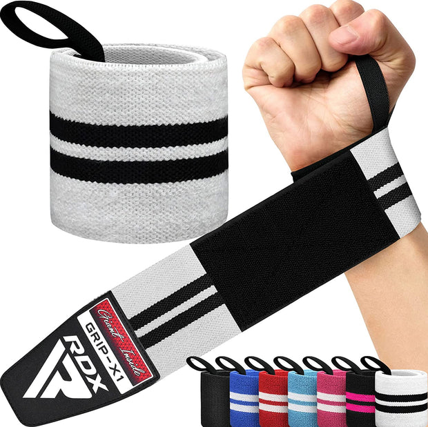 Weight Lifting Wrist Wraps Support, IPL USPA Approved, Elasticated Pro 18” Cotton Straps, Thumb Loop, Powerlifting Bodybuilding Fitness Strength Gym Training WOD Workout, Gymnastics Calisthenics