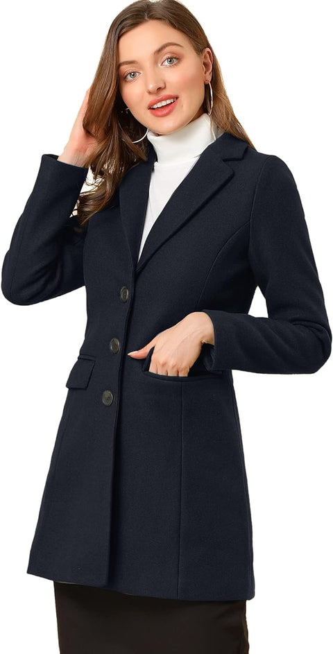 Winter Coats for Women, Single Breasted Notched Lapel, Winter Outwear