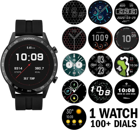 Mens 45Mm Smart Watch with Heart Rate and Sleep Monitor, Daily Activity, Sports, Music, Weather & Message Functions, with Rubber Strap.