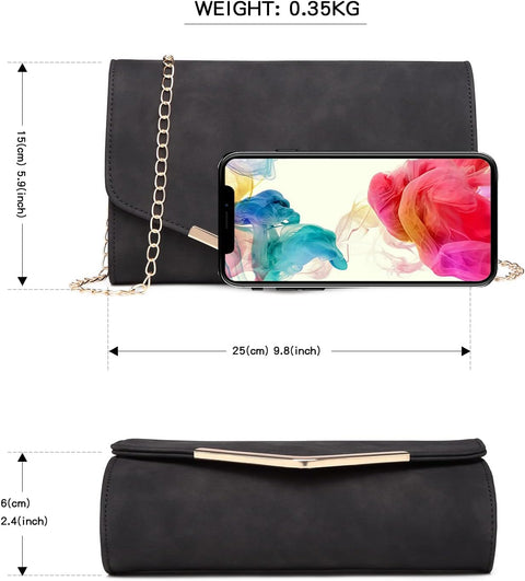 Women'S Clutches Handbag Evening Wedding Bag Ladies Shoulder Purse Crossbody Bag with Detachable Strap (Black)