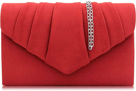 Women Clutch Bag Suede Pleated Envelope Bag Stylish Evening Bag