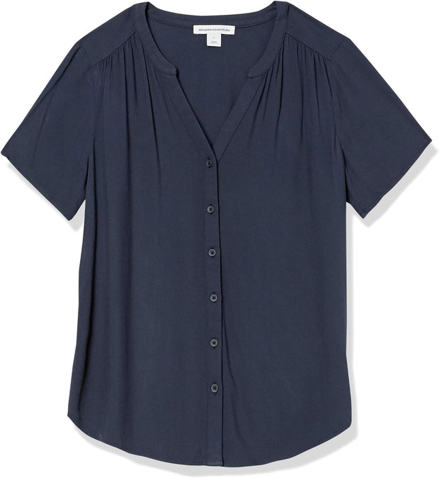 Women'S Short-Sleeve Woven Blouse