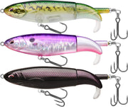 Topwater Fishing Lures with BKK Hooks, Plopper Floating Fishing Lures for Bass Catfish Pike Perch Swimbaits with Swivel Tail, Surface Bass Pike Pencil Fishing Lure for Freshwater or Saltwater