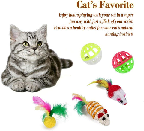 21Pcs  Kitten Toys Interactive Cat Feather Wand Ball Spring Mice Toy for Indoor Cats