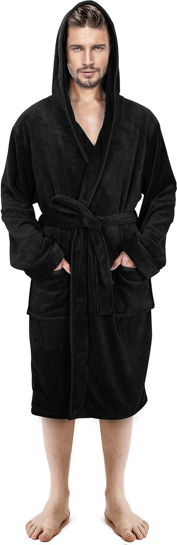 Luxury Men’S Hooded Dressing Gown | Super Soft Men’S Fleece Robe | Cozy Hooded Plush Loungewear