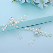 3 PCS Bridal Hair Pins,  Pearl Flower Crystal Bridal Bridesmaid Jewelry Wedding Hair Pin Clips Rhinestone Headpiece Accessories Bobby Pin