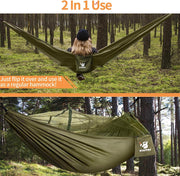 Camping Hammock with Mosquito Net - 210T Quick-Drying Parachute Nylon Lightweight Portable Travel Hammock for Outdoor, Backpacking, Camping, Hiking and Beach Adventure