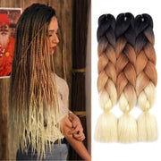 3 Tones Braiding Hair Extension 3 Pcs 24 Inch Ombre Braiding Hair Pretty Quality Synthetic Braid Hair Extensions Box Braids Hair for Women（Blue-Purple-Pink)