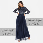 Women'S Maya Embellished Long Sleeve Maxi Dress Bridesmaid