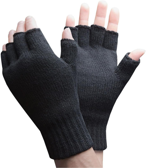 - Mens Winter Warm 2.3 TOG Fleece Lined Insulated Knit Thermal Fingerless Gloves