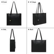 Women'S Tote Bag Large Handbag Soft Leather Simple Shoulder Bag with Zipper for School Work Leisure (A-Black)