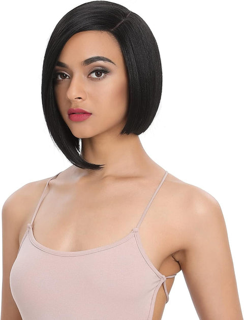 Short Bob Wigs Lace Front Wigs Highlight Synthetic Wig Natural Straight Short Black Wigs for Women (FF1B27)