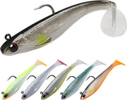 Soft Fishing Lures for Bass Pike Trout Perch, Pre-Rigged Jigs Head Sea Fishing Lures with Ultra-Sharp BKK/VMC Hooks, Plastic Artificial Swimbaits, Fishing Tackle for Saltwater & Freshwater