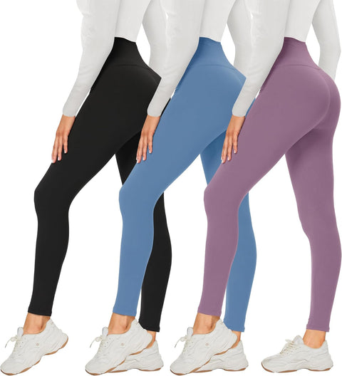 3 Pack Leggings for Women High Waisted Black Leggings Tummy Control Stretchy Pants Trousers for Gym Fitness Yoga Running Regular&Plus Size