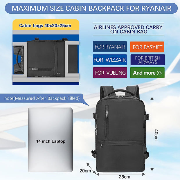 Cabin Bags 40X20X25 for Ryanair Underseat Carry-Ons Bag Hand Luggage Bag Travel Backpack Cabin Size 20L