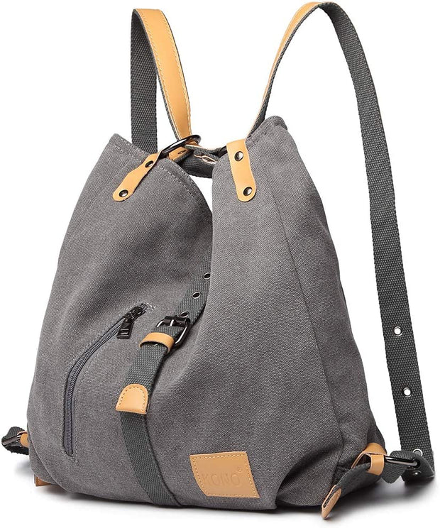 Women Backpack Canvas Shoulder Bag Travel Rucksack Convertible 3 in 1 Crossbody Bag Vintage Schoolbag Girl Fashion Backpack Purse for Women Ladies Handbag Casual College Daypack (Khaki)