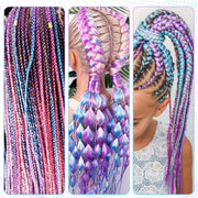 2PCS 4 Tone Hair Extensions for Braiding, Mermaid Fake Braids Hair, Plait Coloured Synthetic Wig