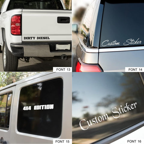 Text Car Sticker Personalised Name Decal Lettering Stickers Van Sign Writing Window Bumper Vehicle Shop Vinyl Decals