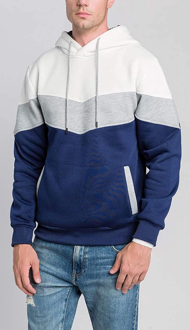 Mens Hoodie Pullover Color Block Sweatshirts Long Sleeve Hoody Drawstring Casual Tops with Pockets