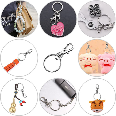 100Pcs Swivel Lobster Clasps & Key Ring Hoops with Plastic Box,50Pcs Metal Clips and 50Pcs Keyring Key Chain Hooks with Split Rings for Jewellery Making Hanging Crafts,Silver,Spyx18