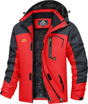 Men'S Waterproof Fleece Mountain Jacket Windproof Warm Ski Jacket Multi-Pockets