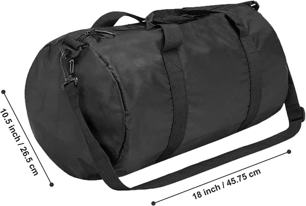 Gym Duffle Bag with Shoe Compartment Foldable Men Women Travel Fitness Holdall Barrel Sports Bags - Shoulder Strap Swimming Football Basketball Tennis Luggage Weekender Light Weight Dry Bags (Black)