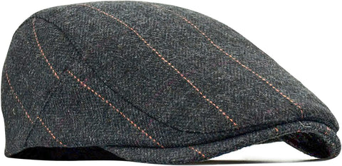 Mens Tweed Flat Cap Driving Hat Newsboy Cap - Adjustable Fashion Newsboy Irish Beret Hat, Autumn Winter, 55-59CM