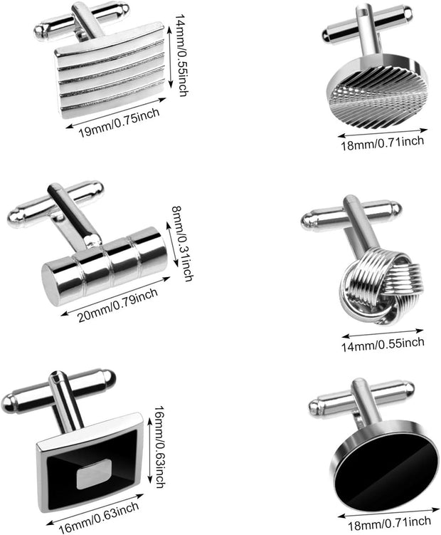 Cufflinks for Men, Fashionable Retro Striped Cuff Links Classic Tie Clips for Suit Shirt Wedding Business Graduation Gift