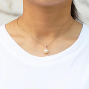 Rose Gold Plated Pearl Drop Set Created with Zircondia® Crystals