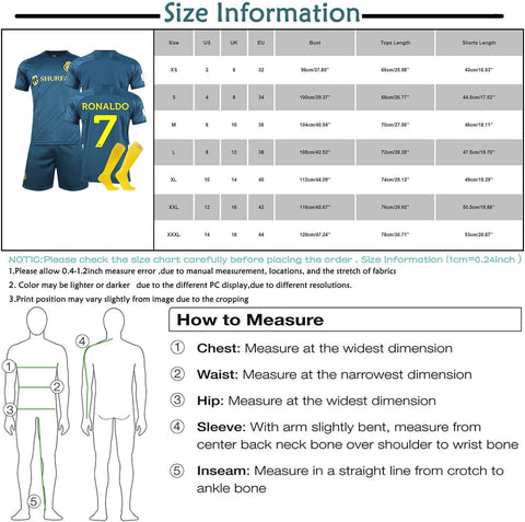 Al NASSR FC Jersey Kit for Adult/Children, 2022/23 Home Away Soccer Jerseys New Sesson Unisex Activewear Football Kits Boys' Football Training Shirts Shorts and Socks Sportswear Tracksuit