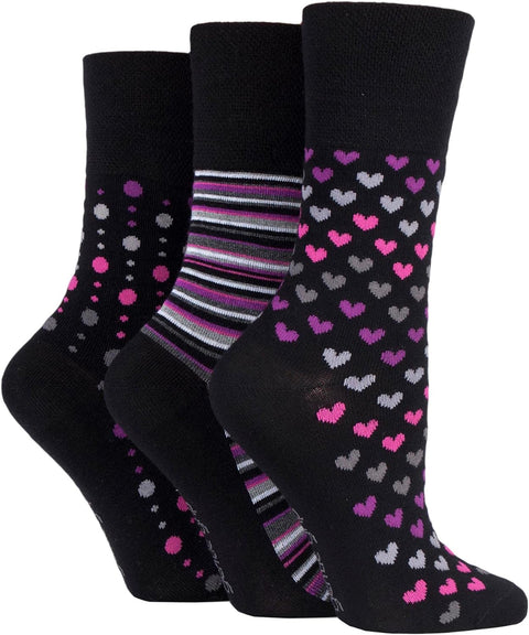 SOCKSHOP Ladies Soft Top Patterned and Striped Soft Breathable Bamboo Socks in a Multipack of 3