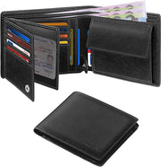 ® Wallets for Mens RFID Blocking Leather Slim Wallet with 15 Credit Card Holders, 2 Banknote Compartments & 2 ID Window Minimalist Wallets with Gift Box