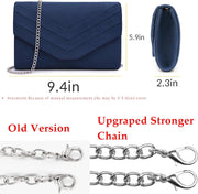 Clutch Bag for Women, Suede Clutch Bags for Wedding Shoulder Crossbody Evening Bag (Navy)