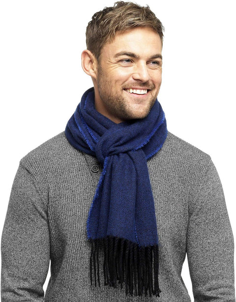 Mens Fine Soft Herringbone Textured Weave Scarf