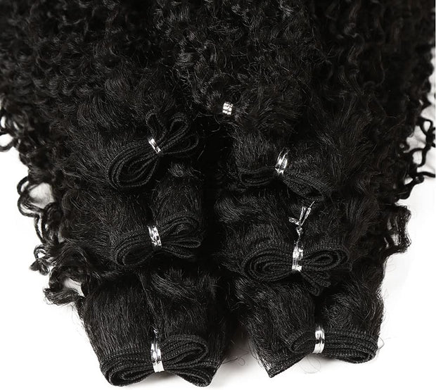 Synthetic Hair Bundles Weave Bundles 7Pcs Afro Kinky Curly 22 24 26 Inch 220G High Temperature Fiber (22 24 26, 1B)