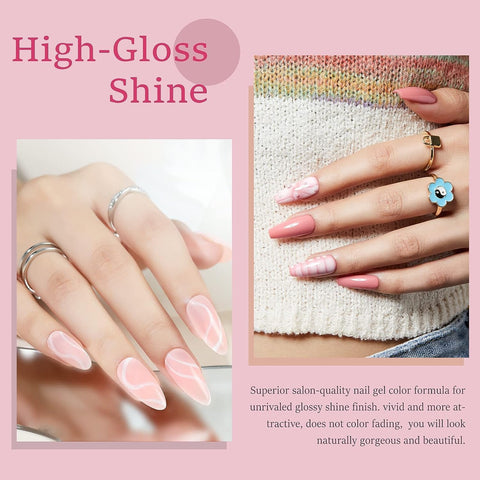 Gel Nail Polishes 6 Colors Nude Pink French Manicure Shellac Nail Polish Set Spring UV Gel Polishes Pastel Milky Pink Nail Gel Polsih Mothers Day Gift for Woman