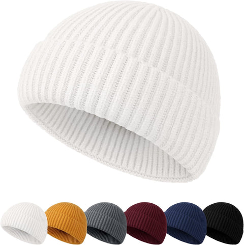 Beanie Hat Men - Fisherman Beanie Trawler Beanie Knitted Cuffed Winter Hat Skullcap Gifts for Men UK