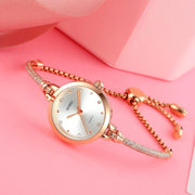 Women Watches Bracelet Diamond Ladies Female Small Rose Gold Fashion Luxury Thin Waterproof Analog Quartz Casual Girls Wife Gifts Silver Wrist Watch