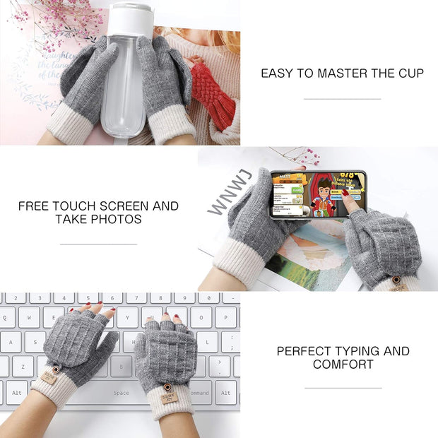 Women Gloves Winter Touchscreen Gloves Knitted Finger Gloves Sport Warm and Windproof Winter Gloves for Skiing Cycling and SMS, Geeinget for Ladies and Mens